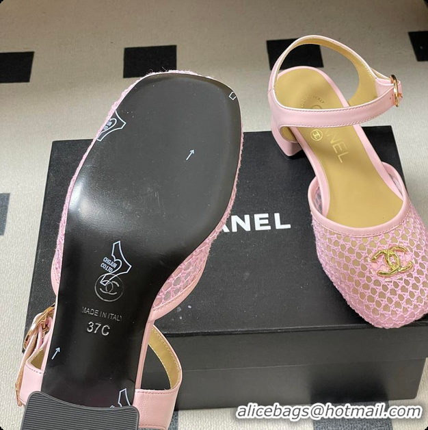 Buy Luxury Chanel Slingbacks Mesh & Goatskin Pink 6080104