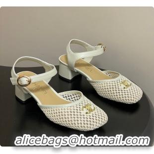 Charming Chanel Slingbacks Mesh & Goatskin White 6080104