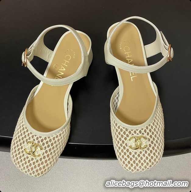Charming Chanel Slingbacks Mesh & Goatskin White 6080104