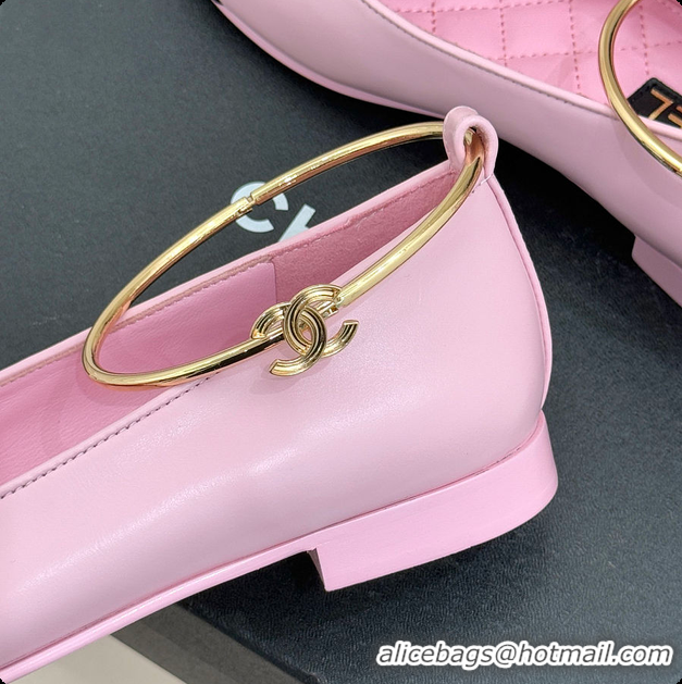 Good Quality Chanel Ballerina Sheepskin Light Pink & Black 6080105