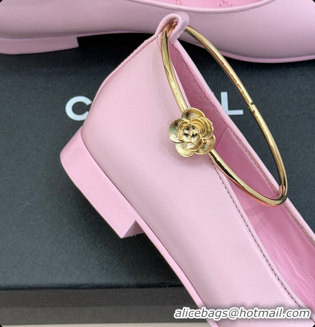Good Quality Chanel Ballerina Sheepskin Light Pink & Black 6080105