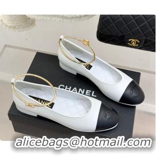 Pretty Style Chanel Ballerina Sheepskin White & Black 6080105