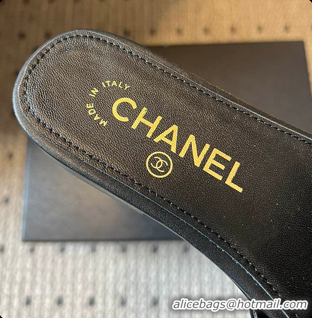 Discount Chanel Mules Shiny Calfskin Black 6080106