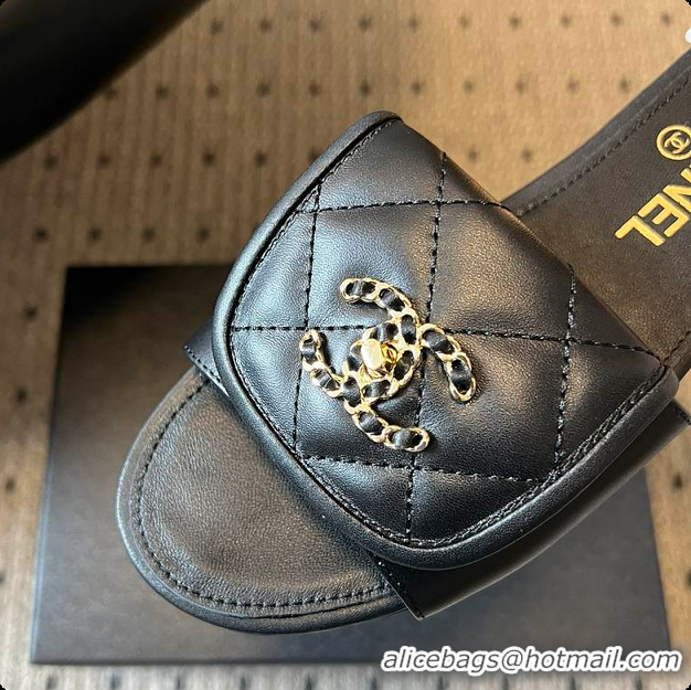 Discount Chanel Mules Shiny Calfskin Black 6080106
