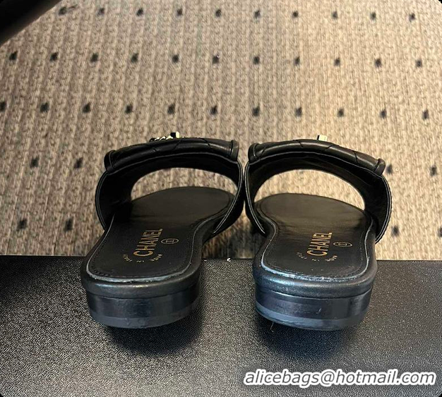 Discount Chanel Mules Shiny Calfskin Black 6080106