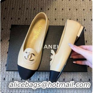 Low Price Chanel Moccasins Calfskin & Grosgrain Beige & Black 6080107