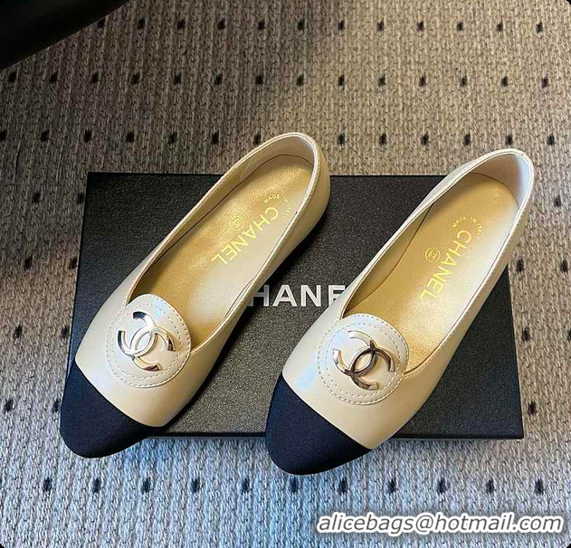 Low Price Chanel Moccasins Calfskin & Grosgrain Beige & Black 6080107