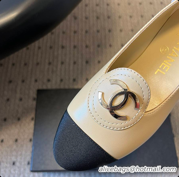 Low Price Chanel Moccasins Calfskin & Grosgrain Beige & Black 6080107