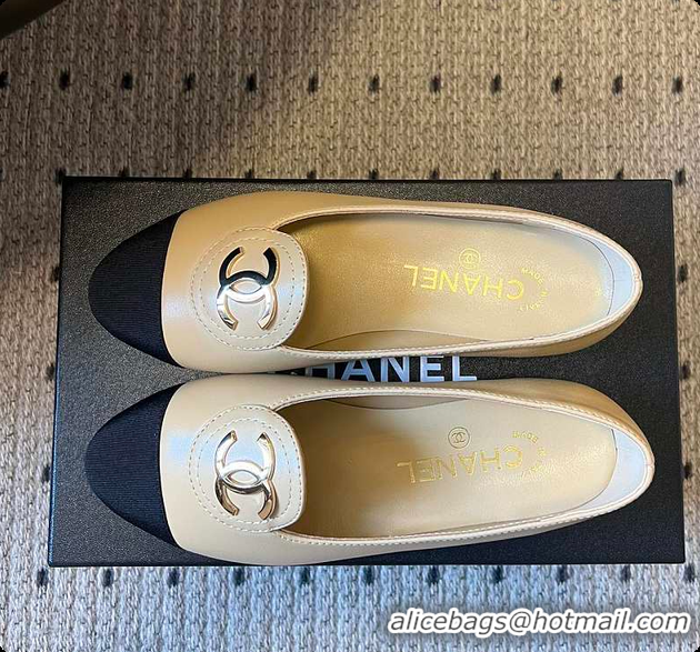 Low Price Chanel Moccasins Calfskin & Grosgrain Beige & Black 6080107