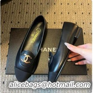 Buy Discount Chanel Moccasins Calfskin & Grosgrain Black 6080107