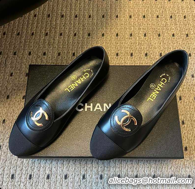 Buy Discount Chanel Moccasins Calfskin & Grosgrain Black 6080107