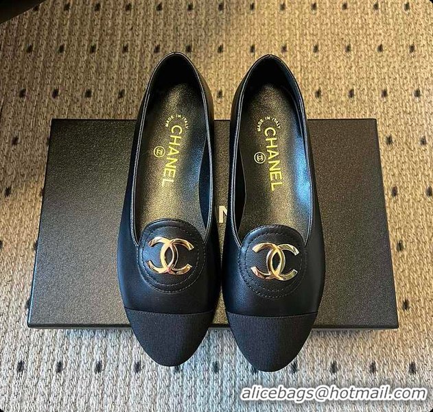 Buy Discount Chanel Moccasins Calfskin & Grosgrain Black 6080107
