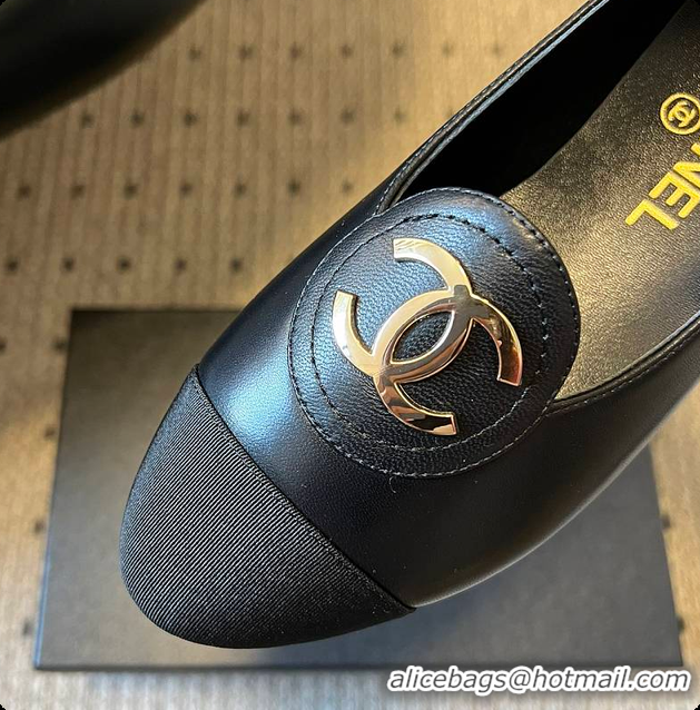 Buy Discount Chanel Moccasins Calfskin & Grosgrain Black 6080107