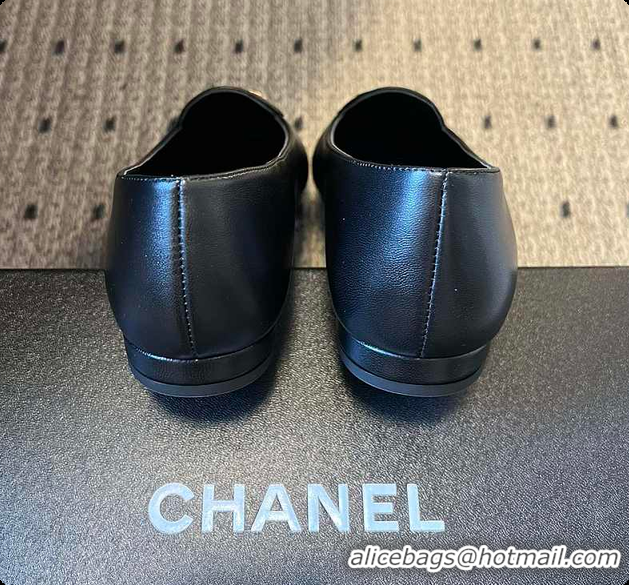 Buy Discount Chanel Moccasins Calfskin & Grosgrain Black 6080107