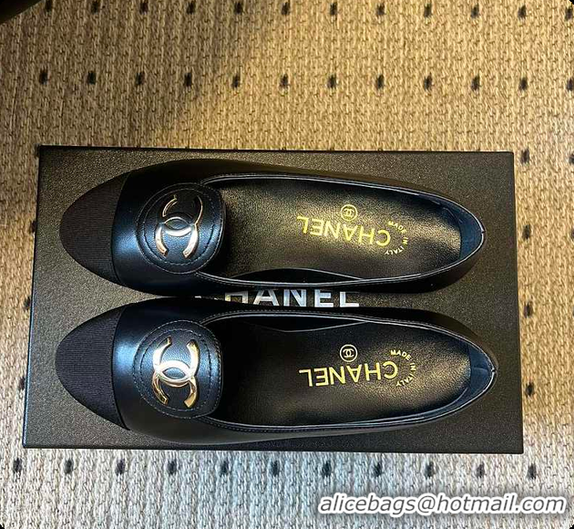 Buy Discount Chanel Moccasins Calfskin & Grosgrain Black 6080107