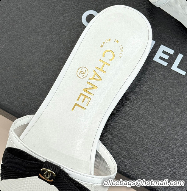 Good Looking Chanel Mules Mesh White & Black 6080108