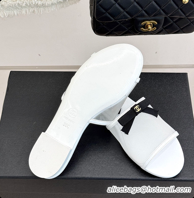 Good Looking Chanel Mules Mesh White & Black 6080108