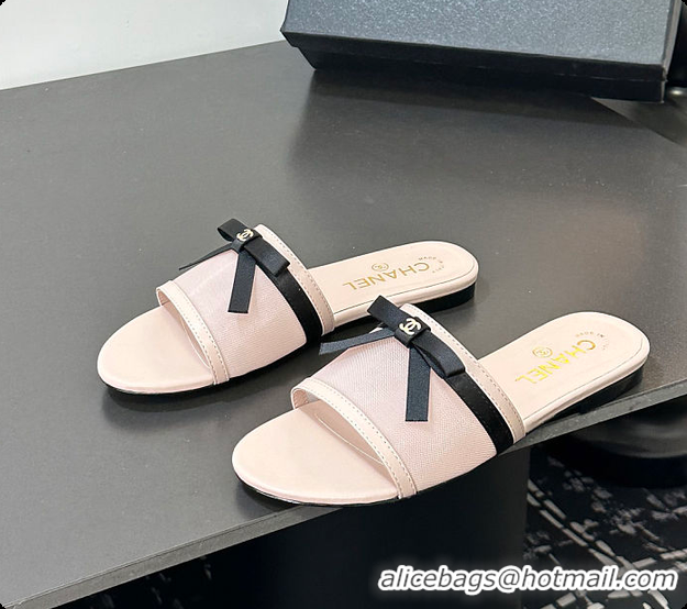 Best Grade Chanel Mules Mesh Light Pink & Black 6080108