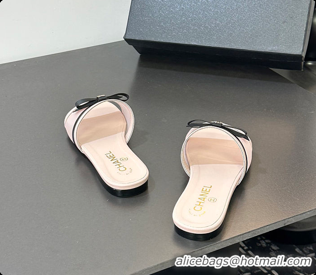 Best Grade Chanel Mules Mesh Light Pink & Black 6080108