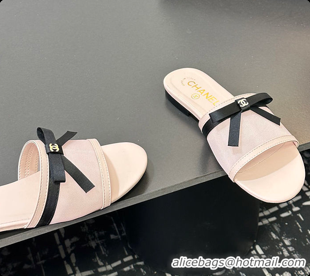 Best Grade Chanel Mules Mesh Light Pink & Black 6080108