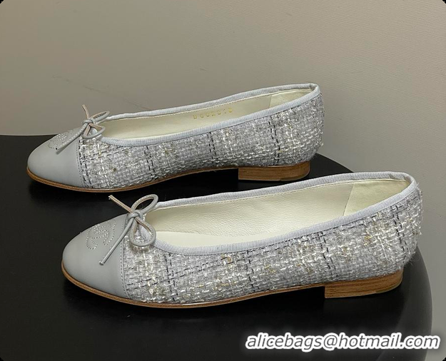 Stylish Chanel Ballerina Shoes Tweed & Gray, Black & White 6080110