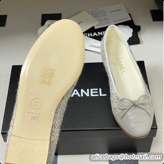 Stylish Chanel Ballerina Shoes Tweed & Gray, Black & White 6080110
