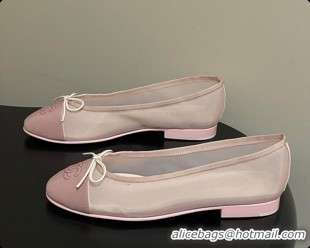 Popular Style Chanel Ballet flats Mesh & Grosgrain Pink 6080111