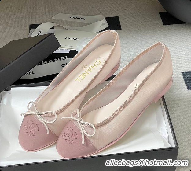 Popular Style Chanel Ballet flats Mesh & Grosgrain Pink 6080111