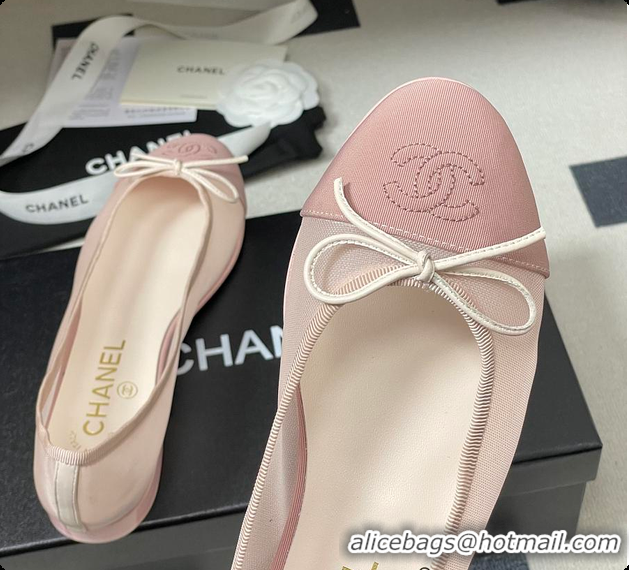 Popular Style Chanel Ballet flats Mesh & Grosgrain Pink 6080111