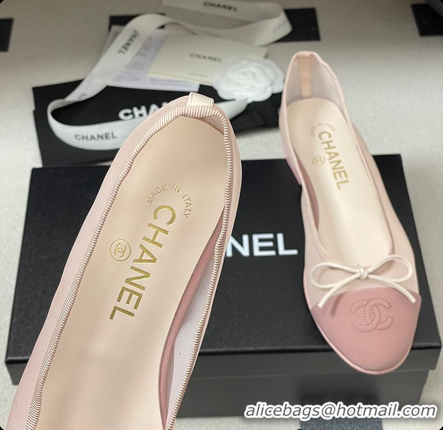 Popular Style Chanel Ballet flats Mesh & Grosgrain Pink 6080111