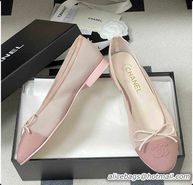 Popular Style Chanel Ballet flats Mesh & Grosgrain Pink 6080111