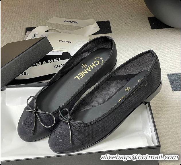 Pretty Style Chanel Ballet flats Mesh & Grosgrain Black 6080111