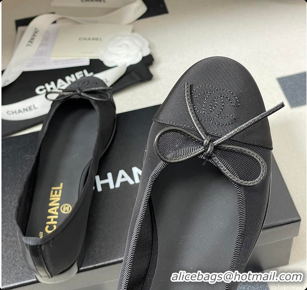 Pretty Style Chanel Ballet flats Mesh & Grosgrain Black 6080111