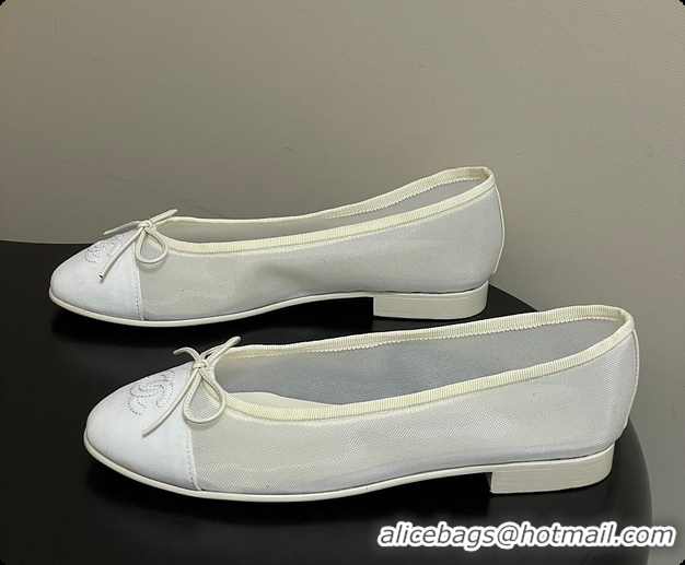 Good Quality Chanel Ballet flats Mesh & Grosgrain White 6080111
