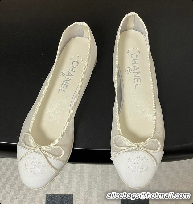 Good Quality Chanel Ballet flats Mesh & Grosgrain White 6080111