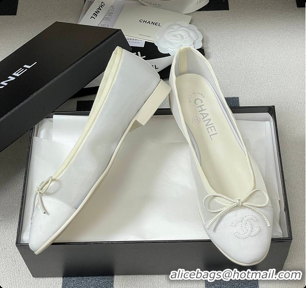 Good Quality Chanel Ballet flats Mesh & Grosgrain White 6080111