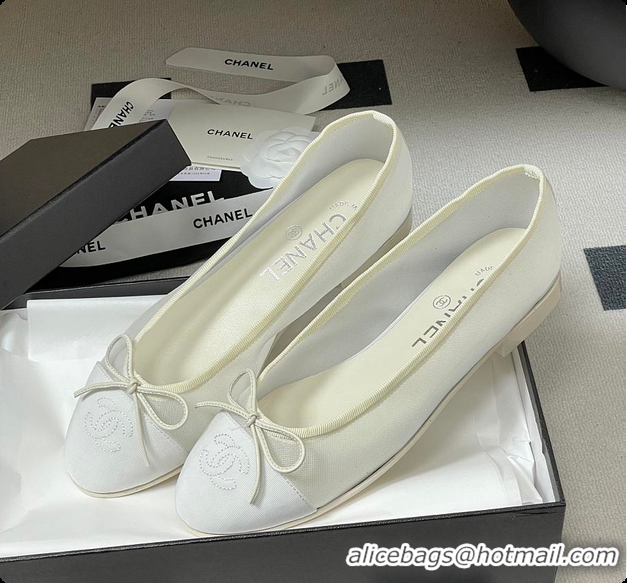 Good Quality Chanel Ballet flats Mesh & Grosgrain White 6080111