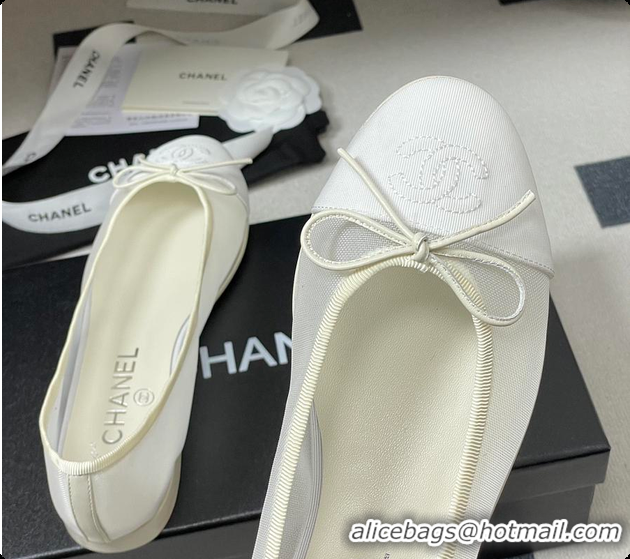 Good Quality Chanel Ballet flats Mesh & Grosgrain White 6080111