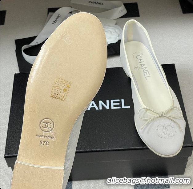 Good Quality Chanel Ballet flats Mesh & Grosgrain White 6080111
