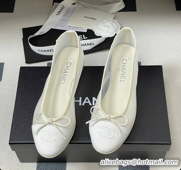 Good Quality Chanel Ballet flats Mesh & Grosgrain White 6080111