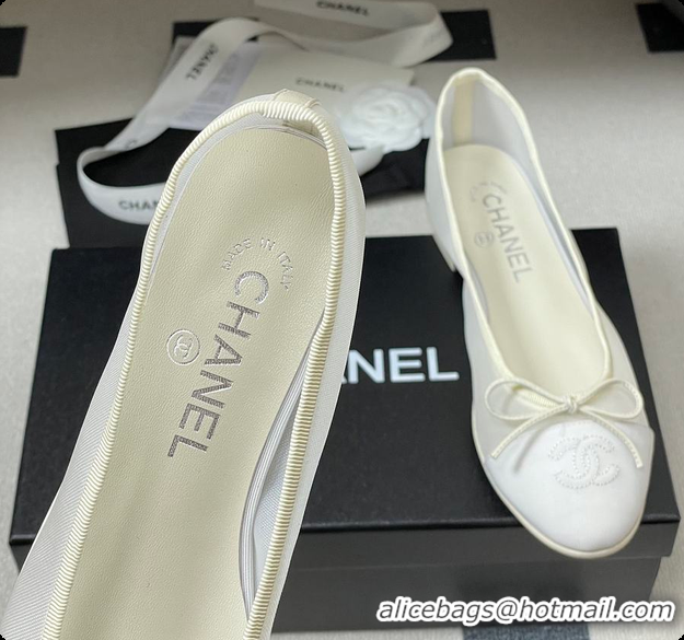 Good Quality Chanel Ballet flats Mesh & Grosgrain White 6080111