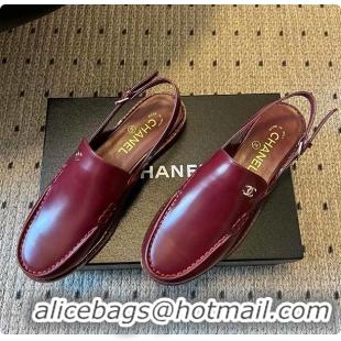 Charming Chanel Slingbacks Shiny Calfskin Burgundy 6080112
