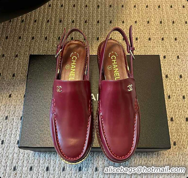 Charming Chanel Slingbacks Shiny Calfskin Burgundy 6080112