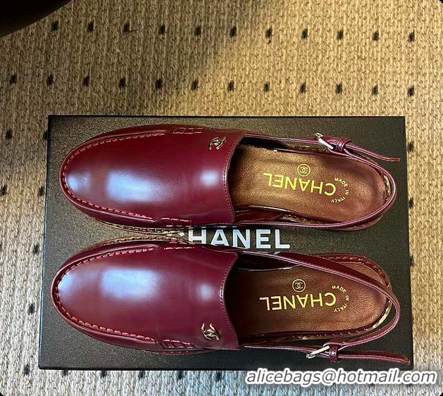 Charming Chanel Slingbacks Shiny Calfskin Burgundy 6080112