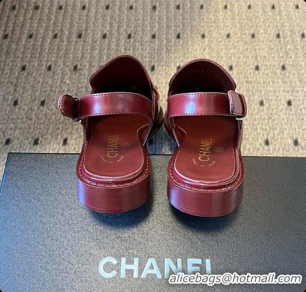 Charming Chanel Slingbacks Shiny Calfskin Burgundy 6080112
