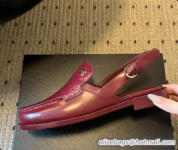 Charming Chanel Slingbacks Shiny Calfskin Burgundy 6080112