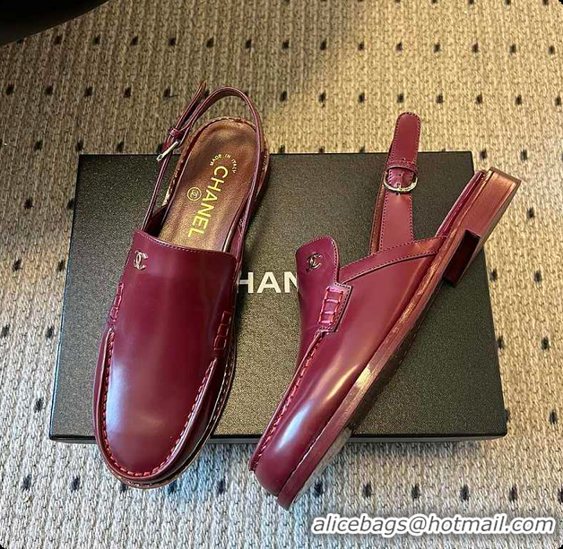 Charming Chanel Slingbacks Shiny Calfskin Burgundy 6080112