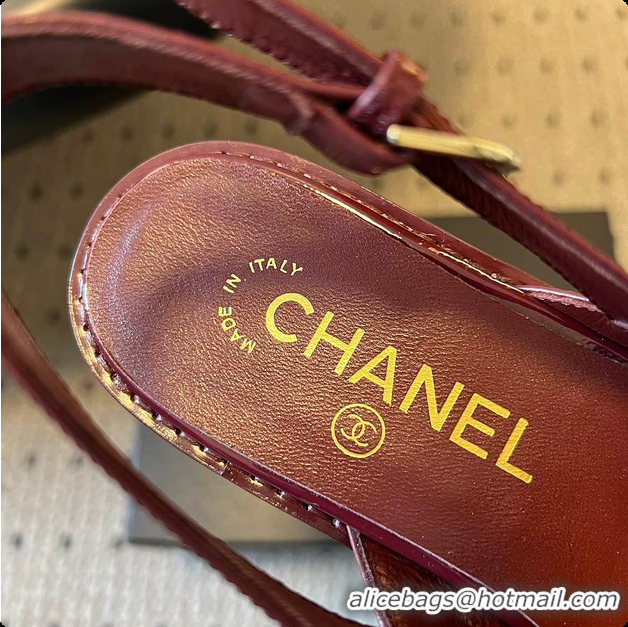 Charming Chanel Slingbacks Shiny Calfskin Burgundy 6080112
