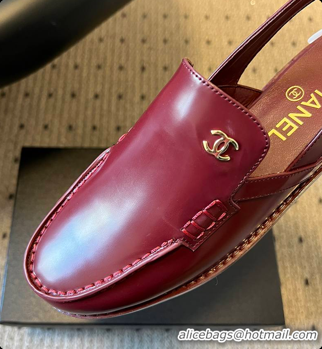 Charming Chanel Slingbacks Shiny Calfskin Burgundy 6080112