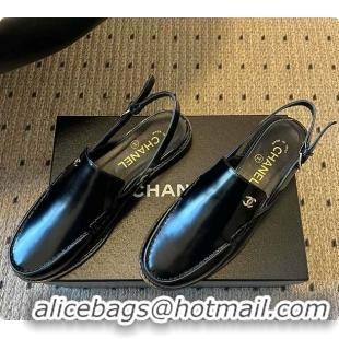 Grade Quality Chanel Slingbacks Shiny Calfskin Black 6080112